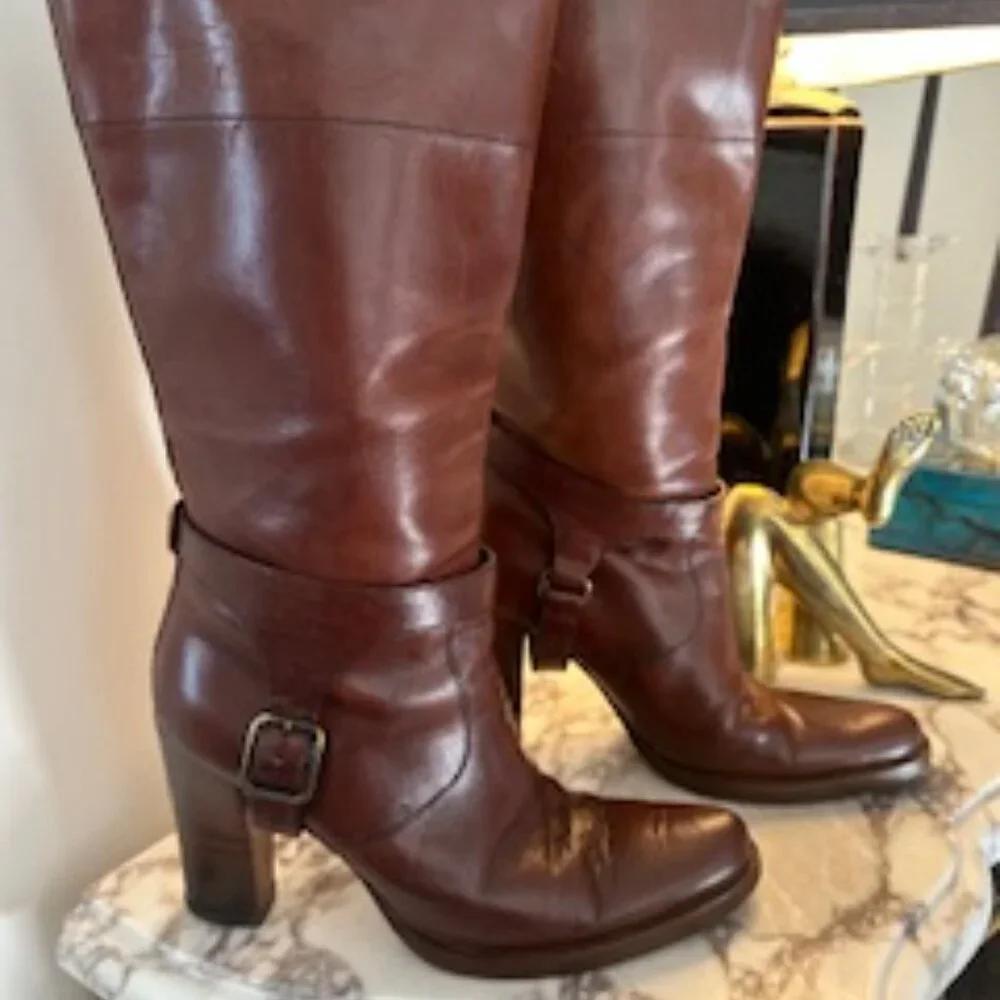VINTAGE RARE MIU MIU Harness Italian Leather Heeled Luxury Boots - Size 8/8.5 N - Picture 7 of 16